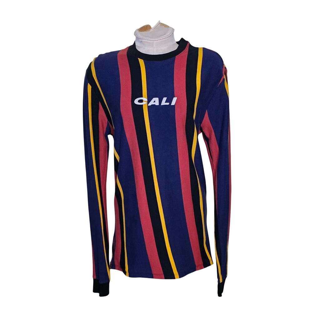 Vox Populi For The People CALI Long Sleeve Stripped red and black Shirt Size M